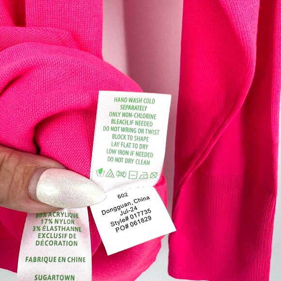 LILLY PULITZER Womens Morgen Sweater Large Passion Fruit Pink Rhinestone NWT - Picture 13 of 13